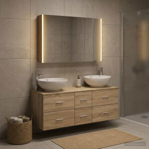 vidaXL Badkamermeubelset 4 st Sonoma Eiken Bewerkt hout en glas