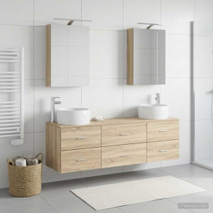 vidaXL Badkamermeubelset 5 st Sonoma Eiken Bewerkt hout en glas