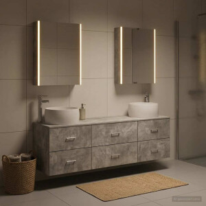 vidaXL Badkamermeubelset 5 st Betongrijs Bewerkt hout en glas