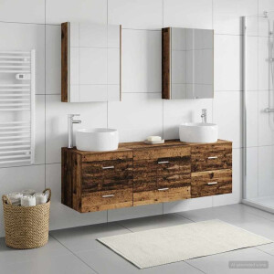 vidaXL Badkamermeubelset 5 st Oud hout Bewerkt hout en glas