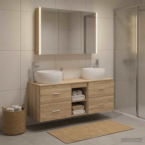 vidaXL Badkamermeubelset 4 st Sonoma Eiken Bewerkt hout en glas