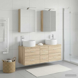 vidaXL Badkamermeubelset 5 st Sonoma Eiken Bewerkt hout en glas