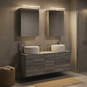 vidaXL Badkamermeubelset 5 st Grijs Sonoma Bewerkt hout en glas