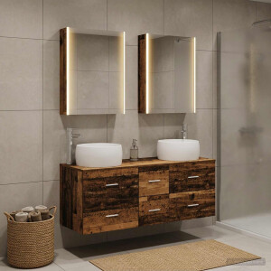 vidaXL Badkamermeubelset 5 st Oud hout Bewerkt hout en glas