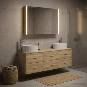 vidaXL Badkamermeubelset 4 st Sonoma Eiken Bewerkt hout en glas