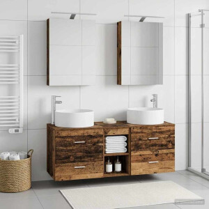 vidaXL Badkamermeubelset 5 st Oud hout Bewerkt hout en glas