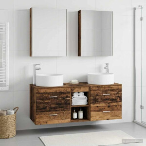 vidaXL Badkamermeubelset 5 st Oud hout Bewerkt hout en glas