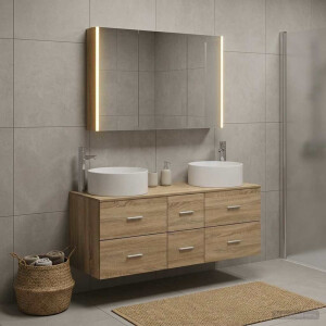 vidaXL Badkamermeubelset 4 st Sonoma Eiken Bewerkt hout en glas