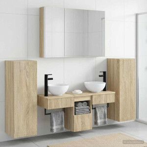 vidaXL Badkamermeubelset 6 st Sonoma Eiken Bewerkt hout en glas
