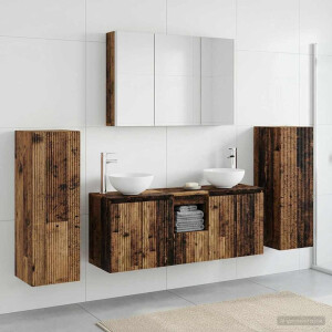 vidaXL Badkamermeubelset 6 st Oud hout Bewerkt hout en glas
