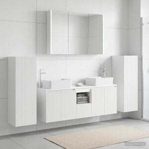 vidaXL Badkamermeubelset 6 st Wit Bewerkt hout en glas