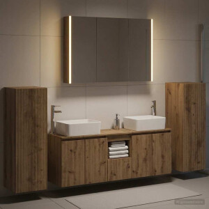 vidaXL Badkamermeubelset 6 st Artisanaal eiken Bewerkt hout en glas