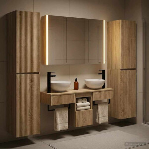 vidaXL Badkamermeubelset 6 st Sonoma Eiken Bewerkt hout en glas
