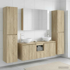 vidaXL Badkamermeubelset 6 st Sonoma Eiken Bewerkt hout en glas
