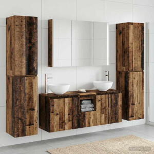 vidaXL Badkamermeubelset 6 st Oud hout Bewerkt hout en glas
