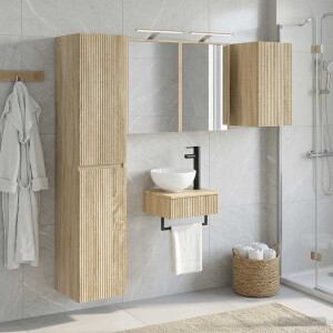vidaXL Badkamermeubelset 5 st Sonoma Eiken Bewerkt hout en glas