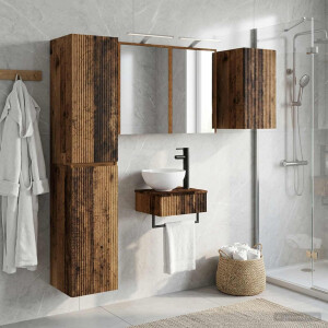 vidaXL Badkamermeubelset 5 st Oud hout Bewerkt hout en glas