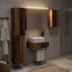 vidaXL Badkamermeubelset 5 st Oud hout Bewerkt hout en glas