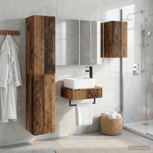 vidaXL Badkamermeubelset 5 st Oud hout Bewerkt hout en glas