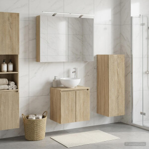 vidaXL Badkamermeubelset 4 st Sonoma Eiken Bewerkt hout en glas