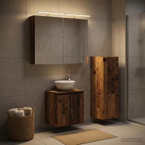 vidaXL Badkamermeubelset 4 st Oud hout Bewerkt hout en glas