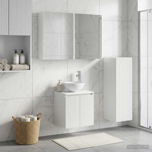 vidaXL Badkamermeubelset 4 st Wit Bewerkt hout en glas