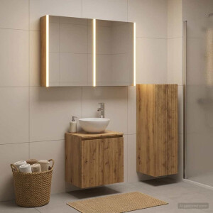 vidaXL Badkamermeubelset 4 st Artisanaal eiken Bewerkt hout en glas
