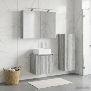 vidaXL Badkamermeubelset 4 st Grijs Sonoma Bewerkt hout en glas
