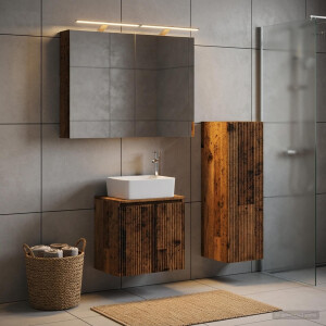vidaXL Badkamermeubelset 4 st Oud hout Bewerkt hout en glas