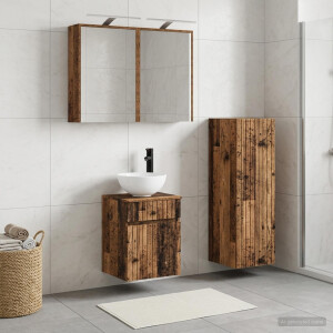 vidaXL Badkamermeubelset 4 st Oud hout Bewerkt hout en glas
