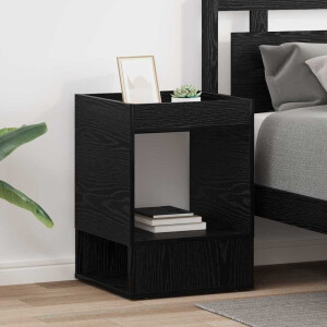 vidaXL Bijzettafel 2 pcs Zwart Eiken 40 x 40 x 56 cm Bewerkt hout