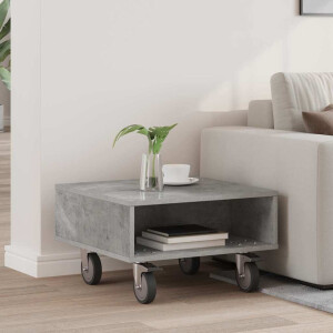 vidaXL Bijzettafel met wielen Beton Grijs 50,5 x 50 x 30 cm