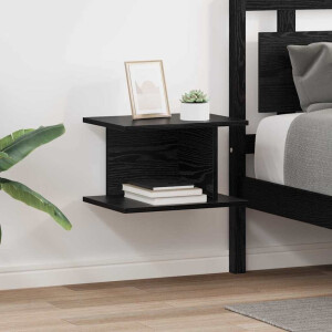 vidaXL Nachtkastje 2 pcs Zwart Eiken 40 x 30 x 25 cm Bewerkt hout