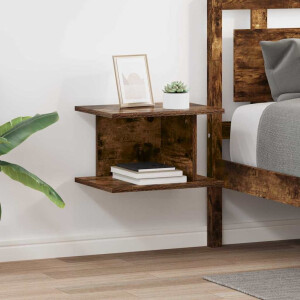 vidaXL Nachtkastje 2 pcs Gerookt eiken 40 x 30 x 25 cm Bewerkt hout