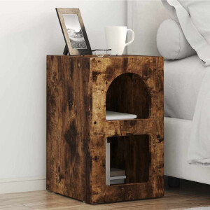 vidaXL Nachtkastje ELST Gerookt eiken 29,5 x 33,5 x 50 cm Bewerkt hout