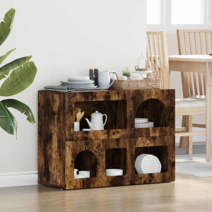 vidaXL Dressoir ELST Gerookt eiken 80,5 x 35 x 59 cm Bewerkt hout