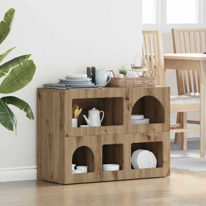 vidaXL Dressoir ELST Artisan Eiken 80,5 x 35 x 59 cm Bewerkt hout