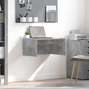 vidaXL Wandbureau met opslag Beton Grijs 60 x 45 x 30 cm Bewerkt hout
