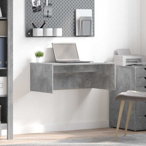 vidaXL Wandbureau met opslag Beton Grijs 80 x 45 x 30 cm Bewerkt hout