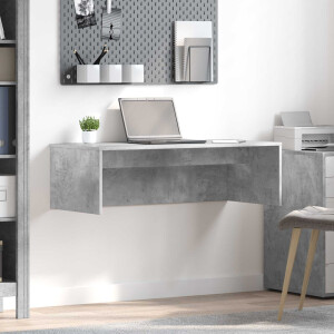 vidaXL Wandbureau met opslag Beton Grijs 100 x 45 x 30 cm Bewerkt hout