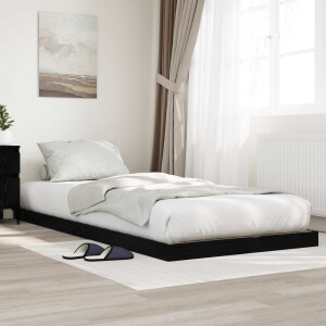 vidaXL Vloer bedframe Zwart Eiken 90 x 200 cm Bewerkt hout