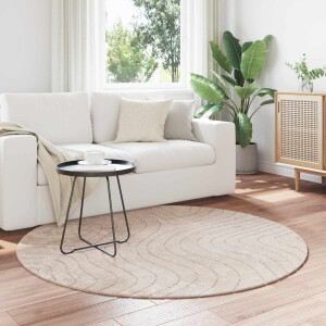 vidaXL Vloerkleden Rond PALMERAS Beige Ø 160 CM Polyester