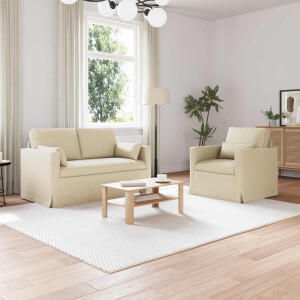 vidaXL Bankstel 2 pcs Crème 139 x 78 x 80 cm Stof