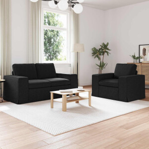 vidaXL Bankstel 2 pcs Zwart 162 x 80 x 82 cm Stof