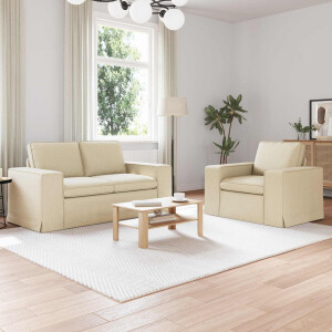 vidaXL Bankstel 2 pcs Crème 162 x 80 x 82 cm Stof