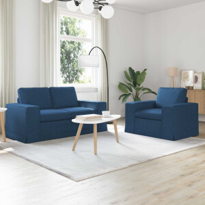 vidaXL Bankstel 2 pcs Blauw 162 x 80 x 82 cm Stof