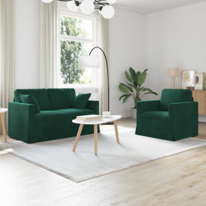 vidaXL Bankstel 2 pcs Donkergroen 138 x 78 x 80 cm Fluweel