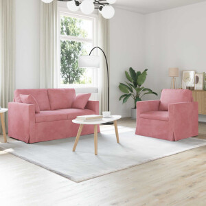 vidaXL Bankstel 2 pcs Roze 138 x 78 x 80 cm Fluweel