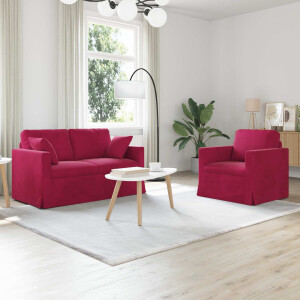 vidaXL Bankstel 2 pcs Wijnrood 138 x 78 x 80 cm Fluweel