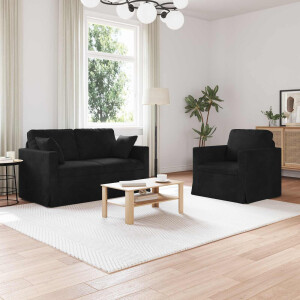 vidaXL Bankstel 2 pcs Zwart 138 x 78 x 80 cm Fluweel